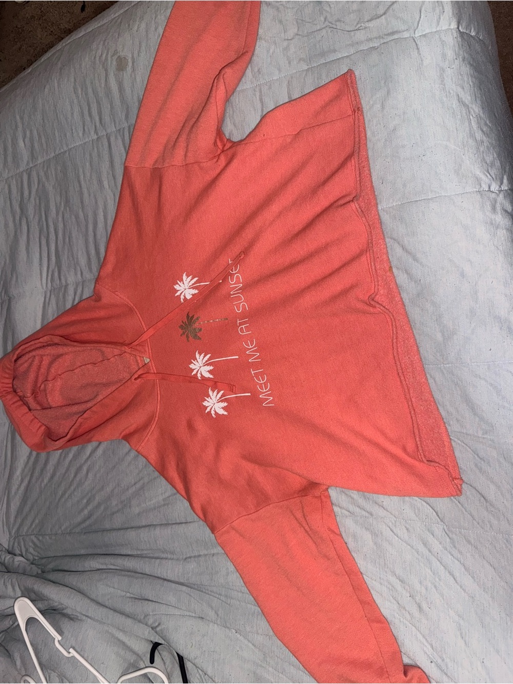 Meet Me at Sunset Cropped Coral Hoodie